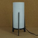 Ver imagem 3 de Abajur Tripé Madeira Preta e Cúpula Tecido Linho Cinza 32cm x 15cm Bivolt