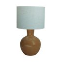 Ver imagem 2 de Abajur Base Cerâmica Rústica e Cúpula Revestida Linho Bege Bivolt