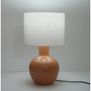 Ver imagem 3 de Abajur Base Cerâmica Rústica e Cúpula Revestida Linho Bege Bivolt