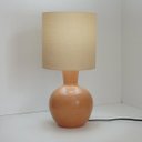 Ver imagem 4 de Abajur Base Cerâmica Rústica e Cúpula Dourada Bivolt