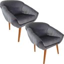 Ver imagem 1 de Kit Duas Poltronas Giovana em Sued Premium: Cinza Pés Madeira Claro
