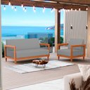 Ver imagem 2 de Kit Poltrona e Sofá Varanda Samoa Madeira Maciça com Cordas Náutica Linho Cinza - Desk Design