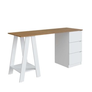 Mesa Escrivaninha Cavalete com Gavetas Emovell Mel Branco