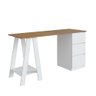 Mesa Escrivaninha Cavalete com Gavetas Emovell Mel Branco - 1