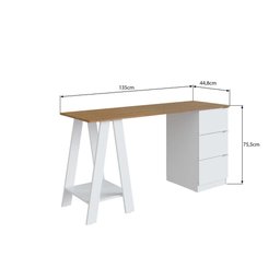 Mesa Escrivaninha Cavalete com Gavetas Emovell Mel Branco - 4