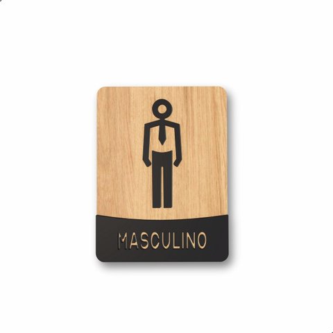 Placa para Banheiro Plaquinha Masculino Cor Preto