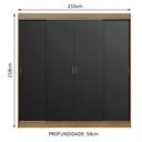 Ver imagem 4 de Guarda-roupa Casal Madesa Austin 4 Portas de Correr 3 Gavetas