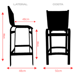 Banqueta Lótus Baixa 60cm Altura de Alumínio e Tela Sling Capuccino - Trama Móveis - 3