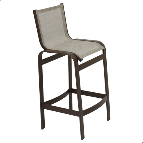 Banqueta Lótus Baixa 60cm Altura de Alumínio e Tela Sling Capuccino - Trama Móveis