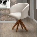 Ver imagem 2 de Poltrona Atenas Base Giratória De Madeira Sala, Quarto, Recepção, Consultório - Linho Bege