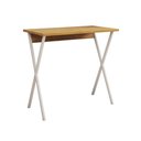 Ver imagem 1 de Mesa Home Office X 120x60 com Estrutura em Ferro para Computador - Ferro Branco Tampo Freijó