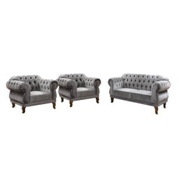 Conjunto 2 Poltronas e Namoradeira 2 Lugares Elisabeth Cinza - 2