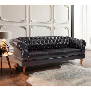 Namoradeira Chesterfield Duque 3 Lugares Preto