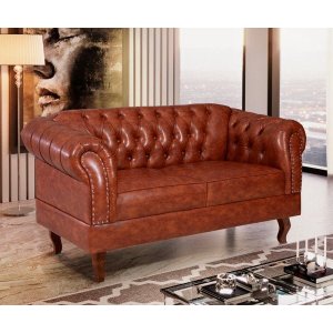 Namoradeira Chesterfield Duque 2 Lugares Marrom