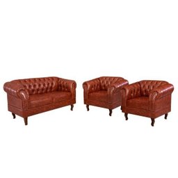 Conjunto 2 Poltronas e Namoradeira 2 Lugares Duque Marrom Pinhão - 2