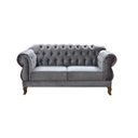 Ver imagem 3 de Conjunto 1 Poltrona e Namoradeira 2 Lugares Chesterfield Elisabeth Cinza