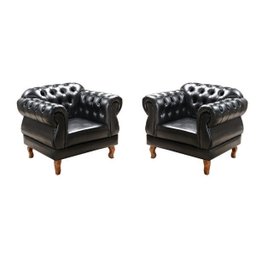 Kit 2 Poltronas Chesterfield Elisabeth Preta - 2