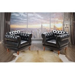 Kit 2 Poltronas Chesterfield Elisabeth Preto - 1