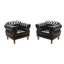 Kit 2 Poltronas Chesterfield Elisabeth Preto - 2