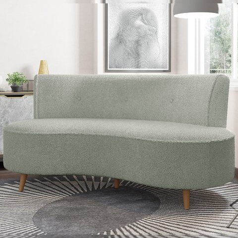 Sofá Living 2 Lugares 135cm Aang Pés Palito Bouclê Cinza G33 - Gran Belo