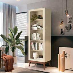 Estante Livreiro Retrô Multiuso Garbo Off White New - Edn Móveis - 1