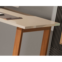 Mesa Escrivaninha 76 Cm Estudo Escritório Pés em Madeira Quarto Sala Trabalho Notebook Cor Off White - 4