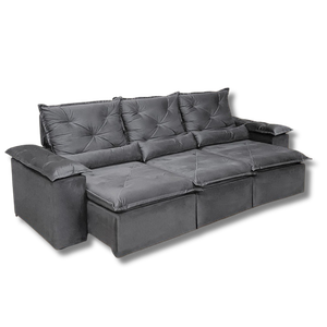 Sofá Retrátil Reclinável 2,90 M Cinza 202 Athenas