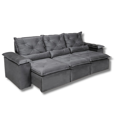 Sofá Retrátil Reclinável 2,90 M Cinza 202 Athenas