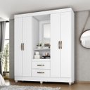 Ver imagem 1 de Guarda Roupa Solteiro 4 Portas com Espelho Branco