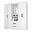 Ver imagem 2 de Guarda Roupa Solteiro 4 Portas com Espelho Branco