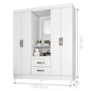 Ver imagem 4 de Guarda Roupa Solteiro 4 Portas com Espelho Branco