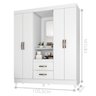 Guarda Roupa Solteiro 4 Portas com Espelho Branco - 4