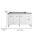 Ver imagem 2 de Balcão Gabinete para Pia Gabriela Branco sem Tampo 150cm 4 Portas 1 Gaveta - Ajl Móveis