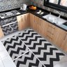Kit Tapetes e Passadeira Antiderrapante Chevron 3 Peças Preto - 1