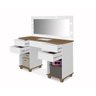 Penteadeira camarim clean barata 5 gaveta 2 portas com espelho e led mdf branco com detalhe amendoa - 2