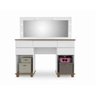 Penteadeira camarim clean barata 5 gaveta 2 portas com espelho e led mdf branco com detalhe amendoa - 5