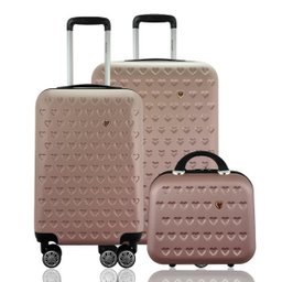 Kit Conjunto 2 Malas Rígidas 360º com Frasqueira - Gladiador C1Pm Cor: Rose Gold - 1