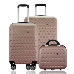 Kit Conjunto 2 Malas Rígidas 360º com Frasqueira - Gladiador C1Pm Cor: Rose Gold
