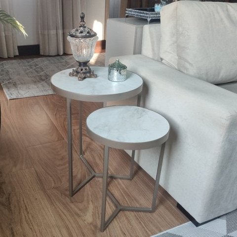 Conjunto Mesa Lateral Viena Champagne