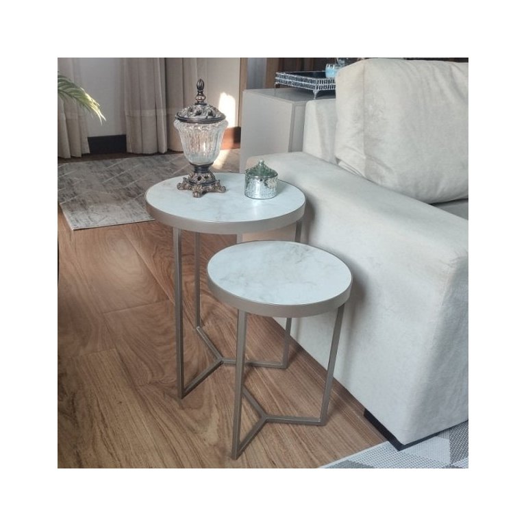 Conjunto Mesa Lateral Viena Champagne