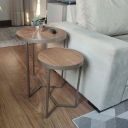 Conjunto Mesa Lateral Capri Champagne - 1