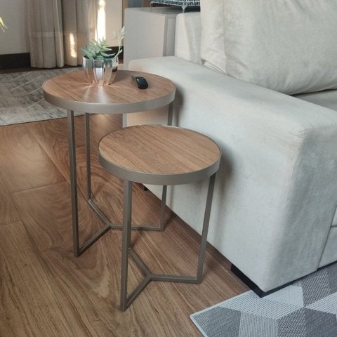 Conjunto Mesa Lateral Capri Champagne