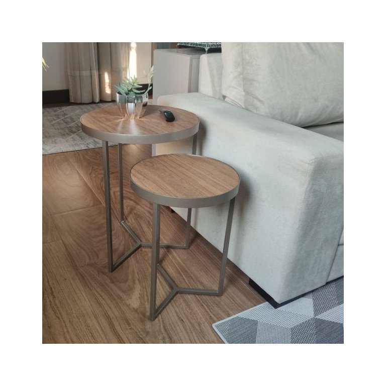 Conjunto Mesa Lateral Capri Champagne
