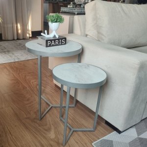 Conjunto Mesa Lateral Viena Prata