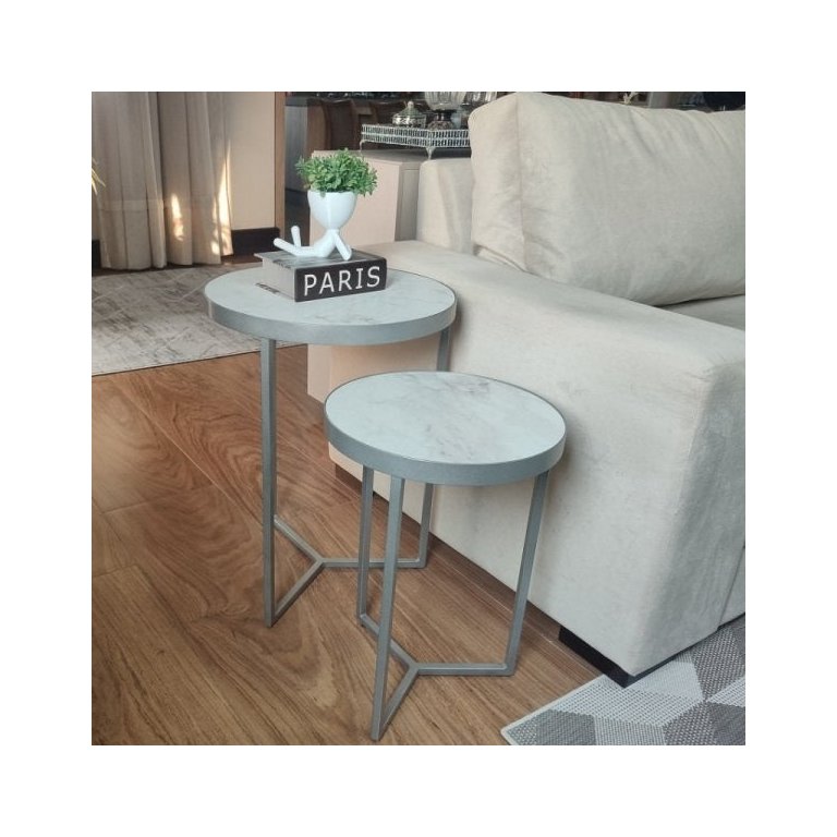 Conjunto Mesa Lateral Viena Prata