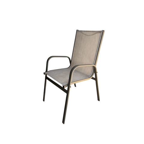Cadeira Catarina em Alumínio Bege Assento e Encosto em Tela Slim Design Elegante
