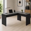 Ver imagem 1 de Mesa Escrivaninha em L 135cm x 150cm Pés Painel F5 Office Cor:Cinza Sagrado com Preto