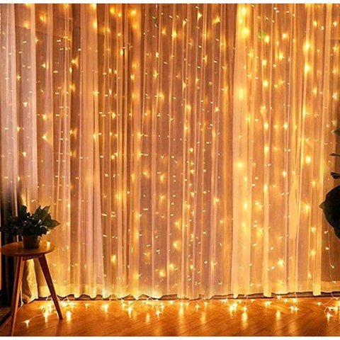 Cortina Cascata de Luz 4x3m 900 Leds Branco Quente Natal 127v