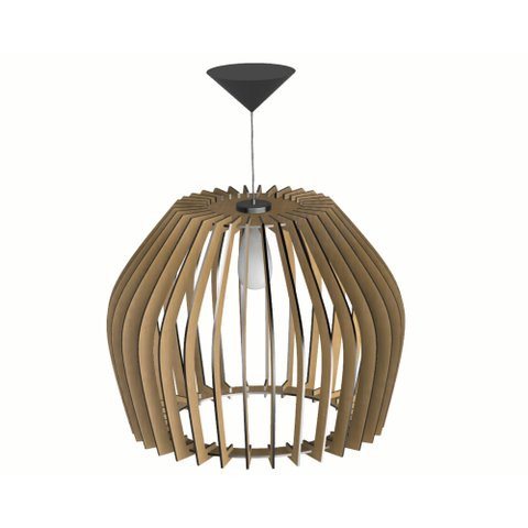 Luminária Teto tipo Pendente TROIA MDF - Completa -:MDF CRU