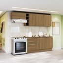 Ver imagem 1 de Armário de Cozinha Completa Garrafeiro 100% Mdf 260cm Nogueira Celeste Kappesberg